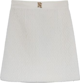 Elisabetta Franchi Geruite Korte Rok met Rits en Haaksluiting - Dames - Korte rokken - Beige - S - Katoen - Rokken
