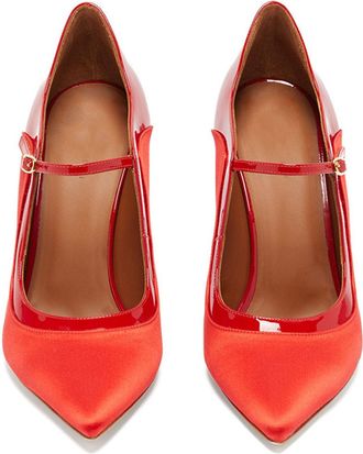 Generic Sexy Pointed Toe Stiletto Pumps for Womens, Fashion Ankle Strap Buckle Court Shoes, Leather Stitching Stiletto Wedding Pumps Shoes, for Dress Bridal P