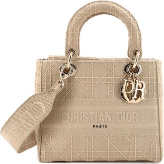 Dior Borsa a tracolla Lady D-Lite media in tela con motivo Cannage - Toni neutri