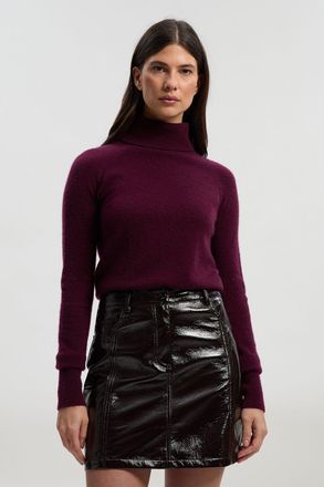 Karen Millen Womens High Shine Faux Leather Mini Skirt - Chocolate - Size 16 UK