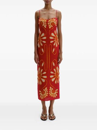 Cala de la Cruz Paloma floral midi dress - Red