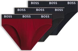 BOSS Three-pack of logo-waistband briefs in stretch cotton