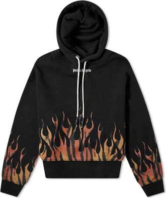 Palm Angels Tiger Flames Popover Hoodie Black Orange PMBB058E20FLE0011020