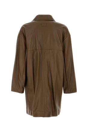 Fendi Mens Brown Nappa Leather Coat Pecan Cappotti