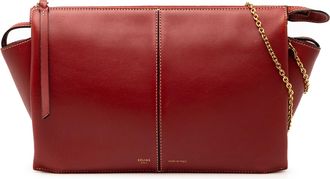 Celine Pre-owned Womens Trifold Leather Clutch On Chain - Dark Red - One Size