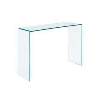 Sweeek Consola rectangular de cristal templado, 110cm, transparent