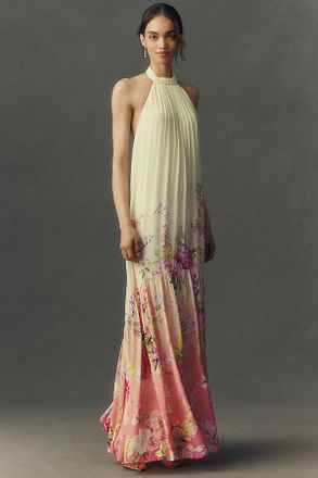 Hemant & Nandita High-Neck Low-Back Maxi Dress