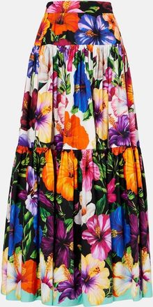 Dolce & Gabbana Floral tiered cotton maxi skirt