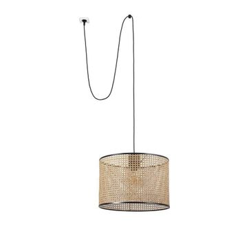 Netlighting Mambo Black Rattan Cylindrical Pendant Lamp &Oslash;450 With Plug