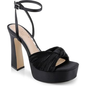 Badgley Mischka Icelynn Ankle Strap Platform Sandal in Black Fabric at Nordstrom, Size 5.5