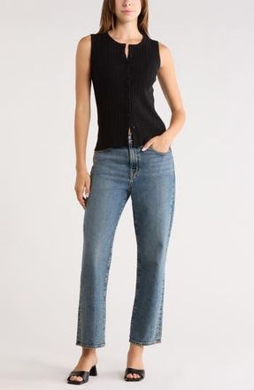 Leith Variegated Rib Sweater Tank in Black at Nordstrom Rack, Size X-Small
