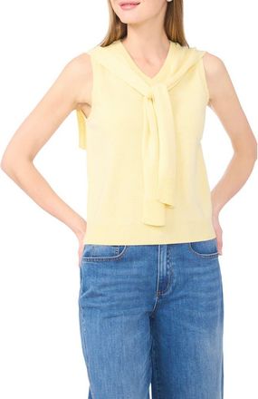 Halogen Tie Shoulder Sleeveless Sweater in Soft Yellow at Nordstrom Rack, Size X-Large