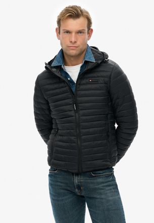 Superdry Steppjacke SUPERDRY HOODED FUJI LITE JACKET, Herren, Gr. XXL, schwarz (jet schwarz), Web, Obermaterial: 100% Nylon, unifarben, slim fit, Jacken Steppj