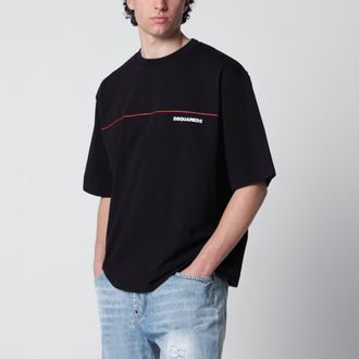 Dsquared2 T-shirt Rebel Tags loose fit in cotone nera
