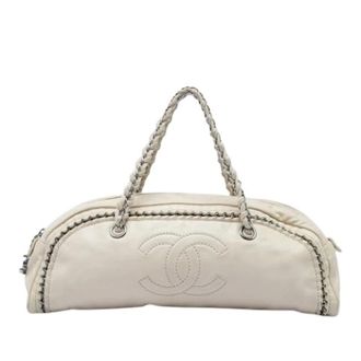 Chanel Pre-owned Vintage Leren Handtas - Dames - Pre-owned - Wit - Maat: ONE Size Leer