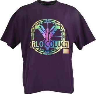 Carlo Colucci Logo T-shirt - Heren - T-shirts - Paars - 2XL - Tops
