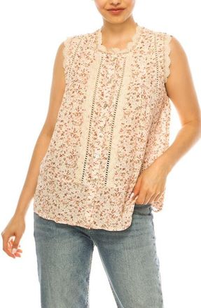 A Collective Story Disty Floral Lace Trim Top in Natural at Nordstrom, Size X-Large