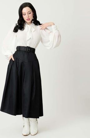 Unique Vintage Pleated Midi Skirt in Solid Black at Nordstrom, Size X-Large