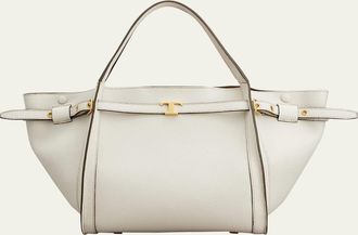 Tod's Small Timeless T Belted Leather Shopping Tote Bag