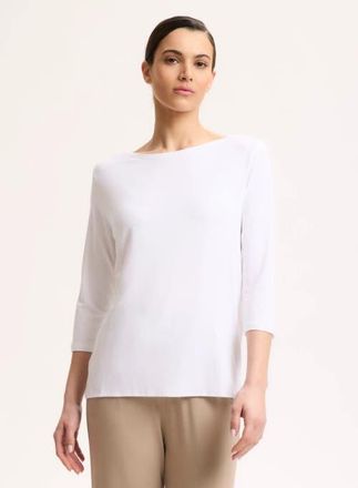 Majestic Filatures Soft Touch Semi Relaxed 3/4 Sleeve Boatneck in Blanc at Nordstrom, Size 2