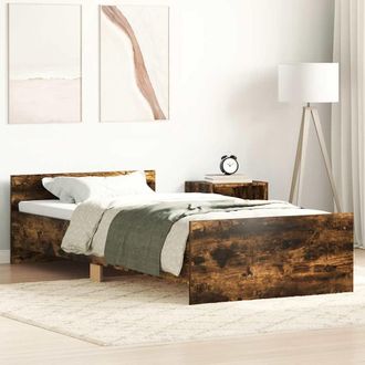 vidaXL Estructura De Cama Sin Colch&oacute;n Madera Roble Ahumado 90x200 Cm Vidaxl