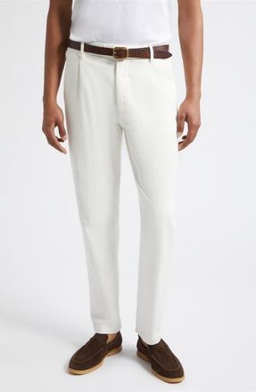 Eleventy Cotton Stretch Twill Tapered Pants in 01N White at Nordstrom, Size 34