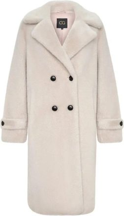 Cesare Gaspari Double-breasted faux fur jas Miriam - Wit - Dames - Mantel - Wit - L - Polyester - Jassen