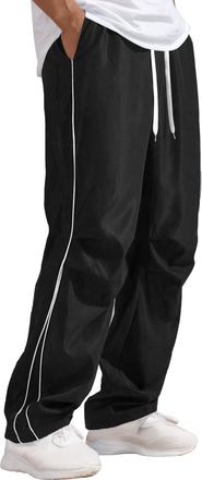Feoya Mens Track Pants Straight Leg Joggers Trousers Drawstring Workout Sport Sweatpants Casual Lightweight Tracksuit Bottoms with Pockets Black XXL