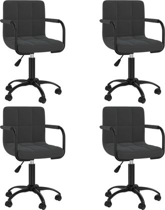 vidaXL Vidaxl - Sillas De Comedor Giratorias 4 Unidades Terciopelo Negro