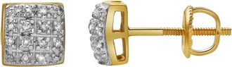 LuvMyJewelry Nova 10K Yellow Gold Cluster Diamond Unisex Earrings - 0.09 Cts