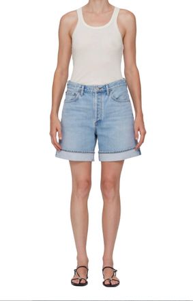 A Gold E Dame Cuff Denim Short In Tension Bleach