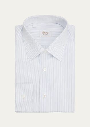 Brioni Mens Striped Cotton Dress Shirt