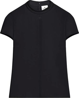Courr&egrave;ges heritage cr&ecirc;pe-texture top - women - Polyester/Polyurethane - 34 - Black