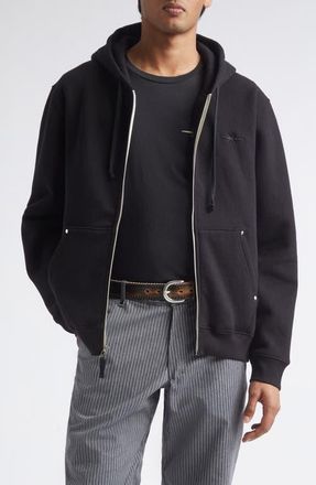 Phipps Stud Cotton Blend Fleece Zip Hoodie in True Black at Nordstrom, Size Xx-Large