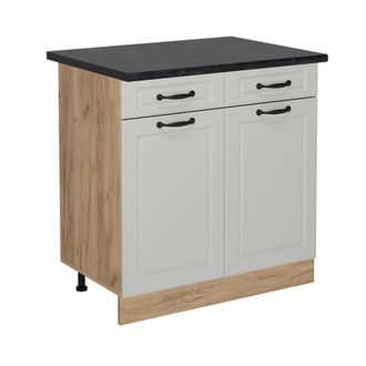 Vicco Mueble Bajo De Cocina R-line, Blanco Casa De Campo, 80 Cm, Et Antracita