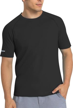 Generic Mens T-Shirt Mens Rash Guard Shirt UPF 50+ Sun Short Sleeve Athletic T-Shirts for Men Fishing Beach Swim (Black, M)