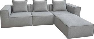 Hhg Hhg - Nunca Usado] Sof&aacute; L 399, Sof&aacute; Lounge Con Otomana, Ampliable Modularmente A La Derecha/izquierda, Tela/tejido 63x270x190 Cm, Gris Claro