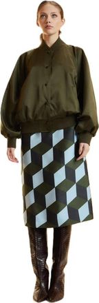 Cynthia Rowley Satijnen Bomberjack - Dames - Bomber jackets - Groen - L - Satijn - Jassen
