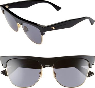 Bottega Veneta 55mm Cat Eye Sunglasses in Black/gold/grey at Nordstrom
