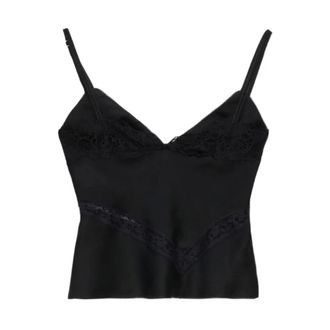 Msgm Sleeveless Tops, female, Black, Size: S TOP