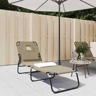 vidaXL Tumbona Plegable Acero Recubrimiento En Polvo Tela Oxford Taupe Vidaxl