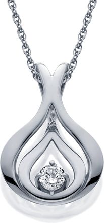 Pompeii3 Round Cut Diamond Solitaire Pendant & Chain White Gold 5/8 Tall