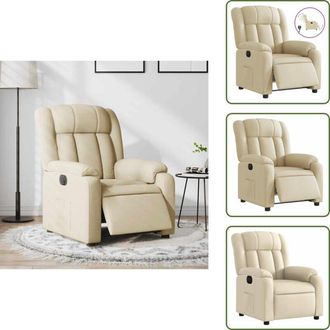 vidaXL Reclinazione automatica - vidaXL Poltrona Elettrica Reclinabile Crema in Tessuto - Poltrona con motore