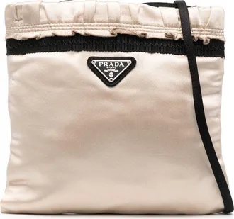 Prada 2000s triangle logo satin crossbody bag - women - Satin - One Size - Neutrals