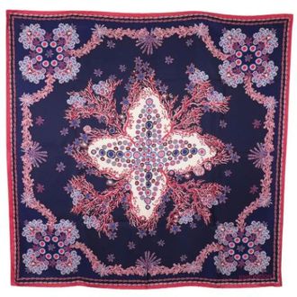 Louis Vuitton Pre-owned Scarves, female, Blue, Size: ONE SIZE Pre-owned Monogram Coral Silk Scarf