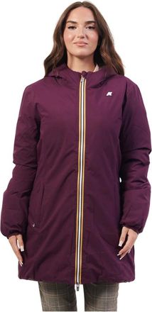 K-Way Paarse Omkeerbare Driekwart Jas - Dames - Dons jassen - Paars - XL - Polyester - Jassen