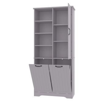 Urban Meuble Armario de almacenaje gris con estantes abiertos y cajones basculantes