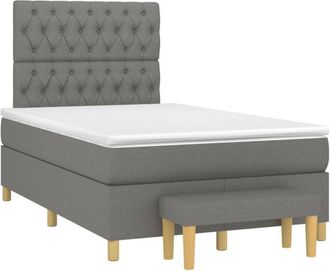 vidaXL Cama Box Spring Con Colch&oacute;n Tela Gris Oscuro 120x200 Cm Vidaxl