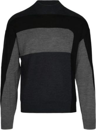 Emporio Armani Color Block Sweater - Heren - Coltruien - Zwart - M - Wol - Truien & Vesten