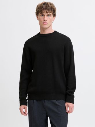 Jack & Jones Rundhalspullover JACK & JONES JPRBLAMILANO STITCH KNIT CREW NECK SN, Herren, Gr. L, schwarz, Strick, Obermaterial: 100% Baumwolle, unifarben, relaxed 